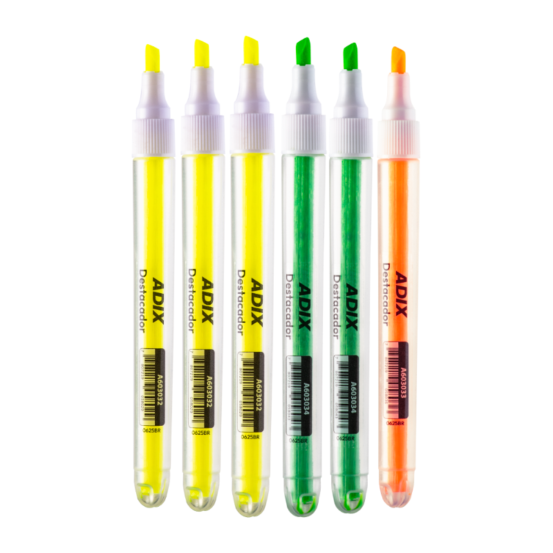 Set Destacador Redondo Delgado 6u 3 Colores ADIX Set Destacador Redondo Delgado 6u 3 Colores ADIX